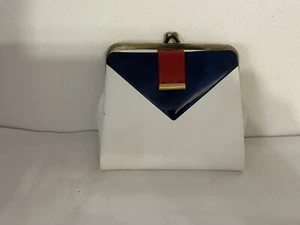 Vintage Red~White~Blue Wallet Womens Coin Clutch w Kisslock - Picture 1 of 5