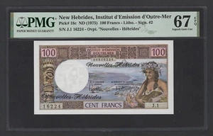 New Hebrides 100 Francs ND(1975) P18c Unciruclated Grade 67 - Picture 1 of 2