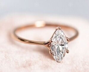2 Ct Marquise Cut Certified Lab Grown Diamond Solitaire Ring Solid 14k Rose Gold