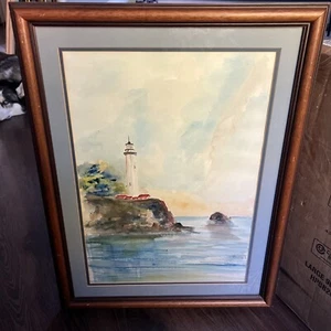 Rosemary Murphy Tapia Original Watercolor Sausalito California Lighthouse - Picture 1 of 16