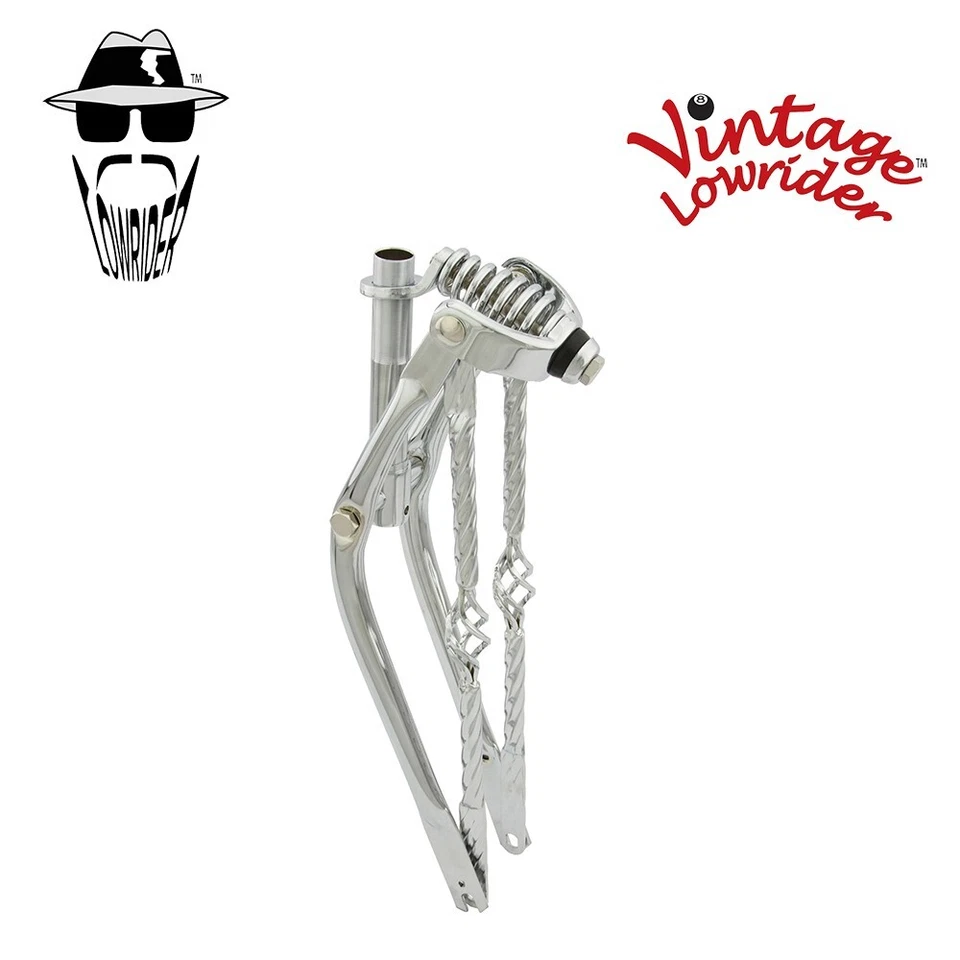 20" F&R Lowrider Classic Square Twisted Spring Fork W/Twisted Cage Bars Chrome​ - Image 1 of 1