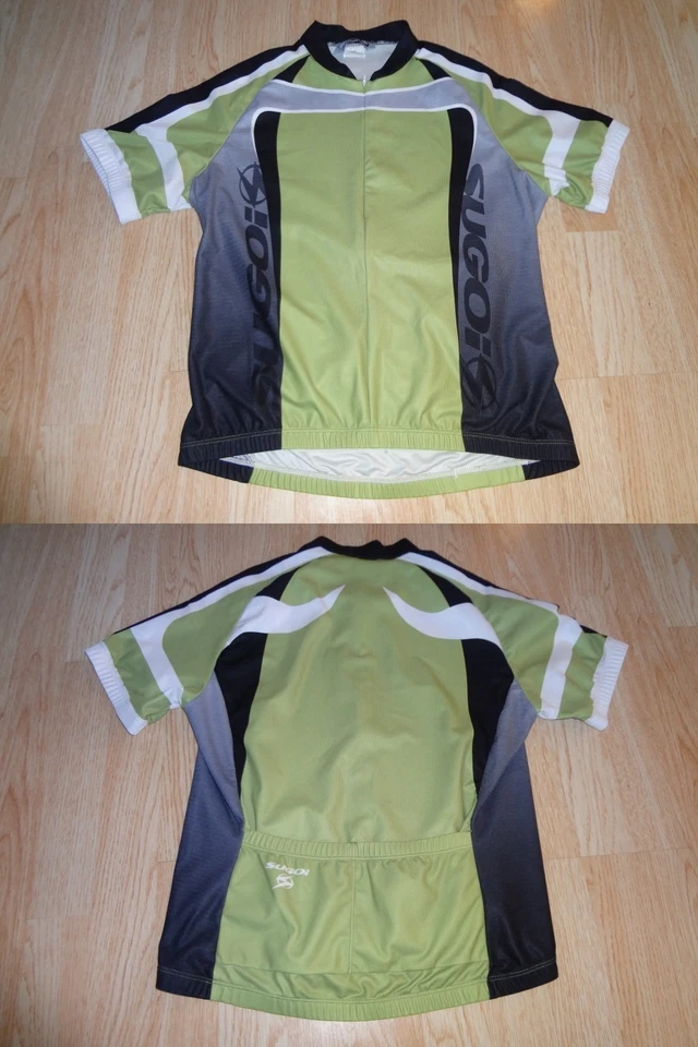 Camiseta feminina Sugoi L ciclismo SS 1/2 bolsos com zíper verde oliva preta branca - Imagem 1 de 1