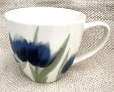 Coffee Mug Cup Pimpernel Portmeirion Group UK White Blue Tulips Flowers 3 3/4"