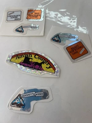 Rare! 80s Foil Stickers Vintage Hershey Chocolate Factory Kisses, Amish Country - Image 1 of 4