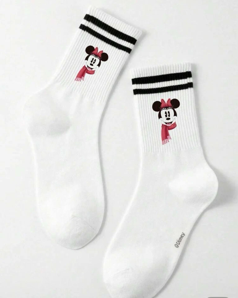 Disney Minnie Mouse Navidad Calcetines Blancos Calcetines Unisex Nuevos Mujeres’s Hombres’s Foto 1 de 3