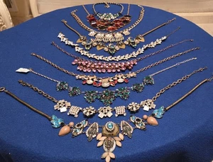 Vintage Mod Necklace Lot Of 10.rhinestones. 2 Lbs 4 Oz.7 Signed Betsy Johnson - Picture 1 of 24