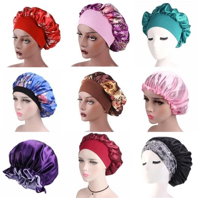 Stampa Raso Cofano per Donne Elastico Fascia Larga Notte Sonno Cappello Chemio ☆ - Immagine 1 di 4