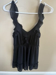 Tobi Kleid Damengröße S schwarz Kleid kleiner Träger mit Rüschen unten gebraucht, in einwandfreiem Zustand - Bild 1 von 4