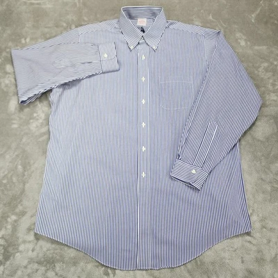 Brooks Brothers Shirt Mens 17-35 Blue Striped Non-Iron Supima Cotton Button Down - Image 1 of 4
