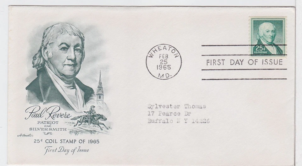 TurtlesTradingPost - Paul Revere 25 Cent #1059a - 1965 FDC Artmaster Cachet - Image 1 of 1