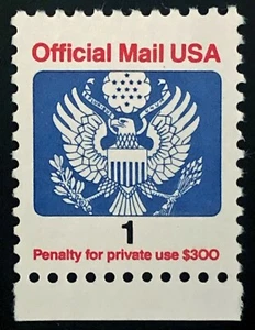 US  1989 #O143 - 1c Official Mail w/Selvidge VF Mint MNH - Picture 1 of 3