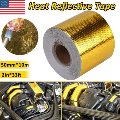 2" 33FT Gold Intake Heat Reflective Tape Wrap Self Adhesive High Temperature - Image 1 of 4