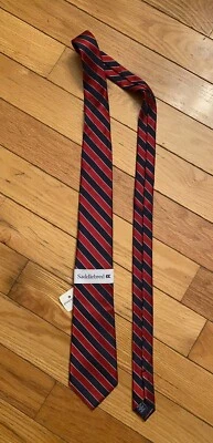 Corbata de seda Saddlebred XL azul, azul marino y rojo NUEVA Foto 1 de 4