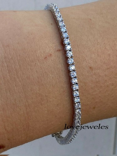 VALENTINO Bracciale Tennis Argento Sterling 925 Creato in laboratorio 4CT Taglio Rotondo VVS1 Diamante 925