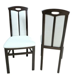 2 x Esszimmerstühle massiv nussbaum / creme Stoffbezug Stuhlset Holzstühle NEU - Bild 1 von 1