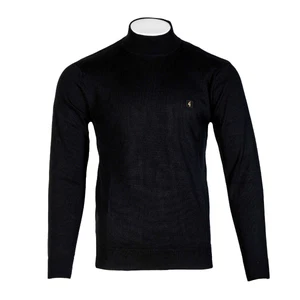 Gabicci Vintage Plain Knit Turtle Neck Pullover Black