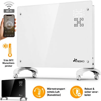 TRESKO® Elektroheizung Glaskonvektor Konvektor Wand Heizung Glas Heizkörper Bad - Bild 1 von 4
