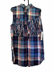 Denim & Supply Ralph Lauren Women’s Fringed Sleeveless Shirt Size Medium - Picture 1 of 11