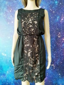 🔴JESSICA SIMPSON black lace embroidered smart work pencil dress size XS 1238