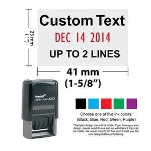 Custom Message and signature Date Stamp or Text w. Date 4750 Self Inking Stamp - Picture 1 of 4