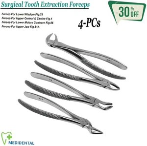 Set de 4 Quirúrgicas Adultos Fórceps de Extracción Instrumento para Oral Cirugía - Foto 1 di 5