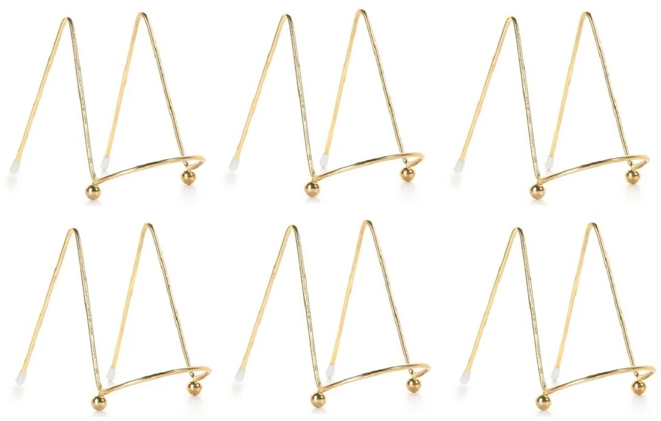 Caballete soporte de exhibición de imágenes de metal alambre chapado en oro Darice 17019 4" - Paquete de 6 Foto 1 de 2