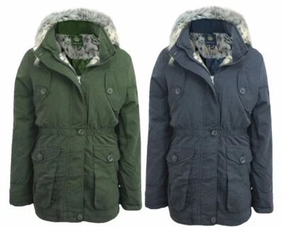 KIDS GIRLS ANIMAL FUR HOODED BRAVE SOUL LONG SLEEVES WINTER PARKA JACKET COAT - Image 1 of 2