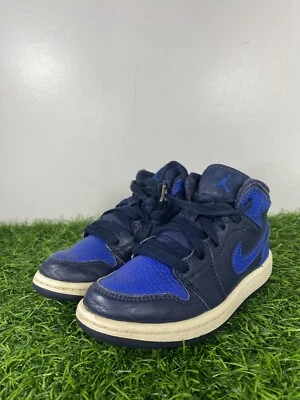 Nike Air Jordan 1 Mid Hyper Royal PS Kids Size 11C Blue Black White 640734-412 - Image 1 of 4