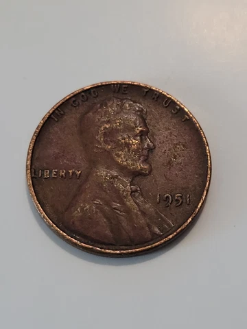 RARE 1951 Lincoln No Mint Mark Wheat Penny 1 Cent .   Rim Error: “L” In Liberty Cover
