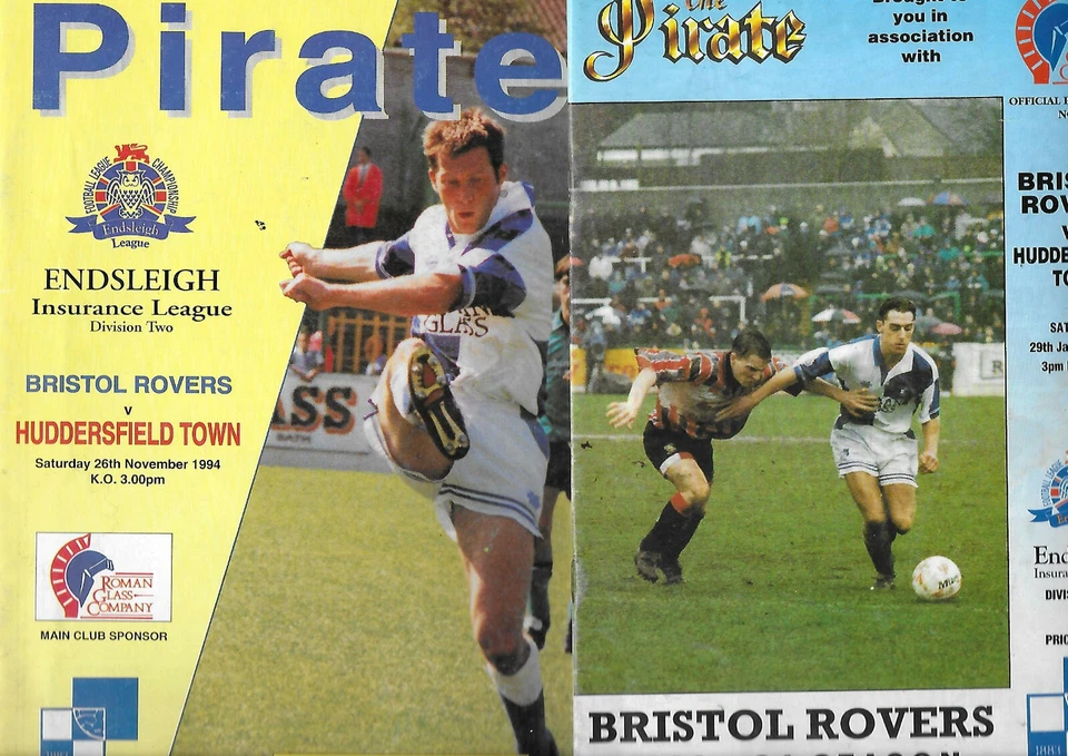 BRISTOL ROVERS V HUDDERSFIELD TOWN 29 JAN & 26 NOV 1994. BUY 1 GET 1 FREE VGC - Image 1 of 1