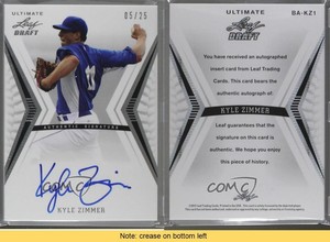 2012 Leaf Ultimate Draft Silver /25 Kyle Zimmer #BA-KZ1 Auto