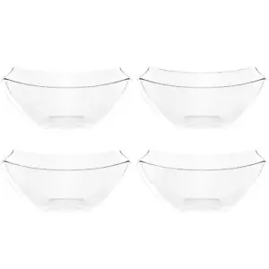 Disposable Square Serving Bowls Party Snack Or Salad Bowl Plastic Clear Or White - Picture 1 of 7
