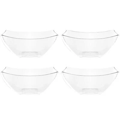 Disposable Square Serving Bowls Party Snack Or Salad Bowl Plastic Clear Or White - Image 1 of 4