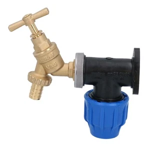 1/2" Hose Barb Tail Bib Tap Outdoor Water Wall Plate Elbow Mount 20mm Pipe - Picture 1 of 6
