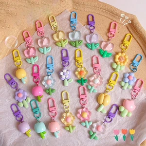 Korean Fashion Resin Flower Pendant Keychain Fashion Bag Ornaments Car Keyring - Picture 1 of 35