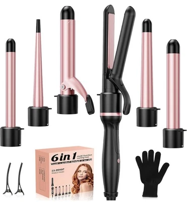 6 in 1 Hair Straightener and Curler, Auto Off, Dual Voltage Hair Styling Tools - Image 1 of 4