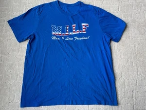 Barstool Sports MILF Shirt Man I Love Freedom Tee Blue USA Mens Large Flag - Picture 1 of 4