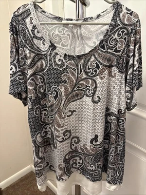 Blusa para mujer rosa + oliva talla 1X negra dorada blanca cuello redondo manga corta Foto 1 de 4