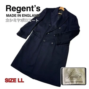 Regent S Regentz 100% Cashmere Polo Coat Navy Made in UK Men's Size LL - Picture 1 of 11