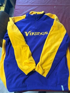 Reebok Vikings 2XL Fleece Quarter Zip Pullover Langarm Sweatshirt Lila Gol - Bild 1 von 8