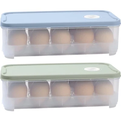 Eierbox 2 Stück Eierbehälter mit Deckel für Kühlschrank Kunststoff - Bild 1 von 4