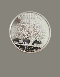 1999 S State Quarter Connecticut Gem Proof Deep Cameo 90% Silber - Bild 1 von 2