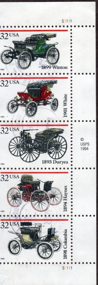 US Scott #3023  Vertical strip of 5, used - Image 1 of 1
