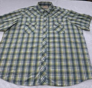 Wrangler Fashion Snap Shirt Uomo 3XL BIG Verde Turchese Western Pearl Snap⭐️ - Foto 1 di 6