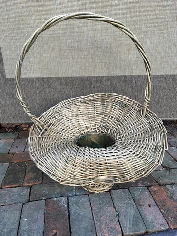 Wicker Funeral Flower Basket with Tin Liner~Large 31" x 24" ~Early 1900s Antique Cover
