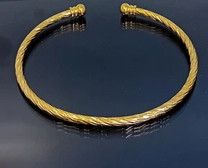 18K Gold Filled Stunning Italian Diamond Cut 18ct GF Open Bangle 6cm - Picture 1 of 10