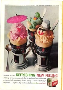 Coca Cola Print Ad FLOAT WITH COKE Ice Cream Dessert Drink c1962 - Picture 1 of 1