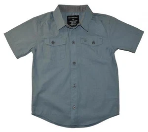 Calvin Klein Boys S/S Medium Blue Pinstripe Woven Shirt Size 5 - Picture 1 of 1