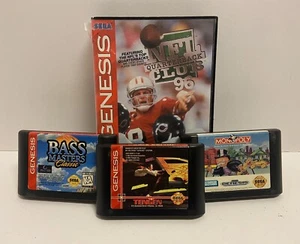 Sega Genesis Lot (4) | Quarterback Club 96, Bass Masters, Monopoly, Race Drivin - Picture 1 of 7