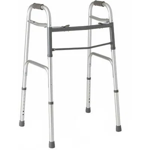 Folding Walker Deluxe Two-Button Mobility Aid Walking Home Health Care Disabled - Picture 1 of 5